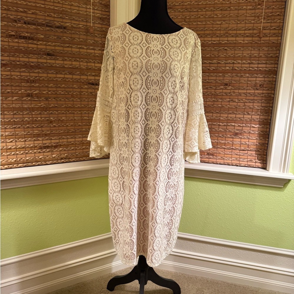 Chico's Cream Lace Long Sleeve Dress